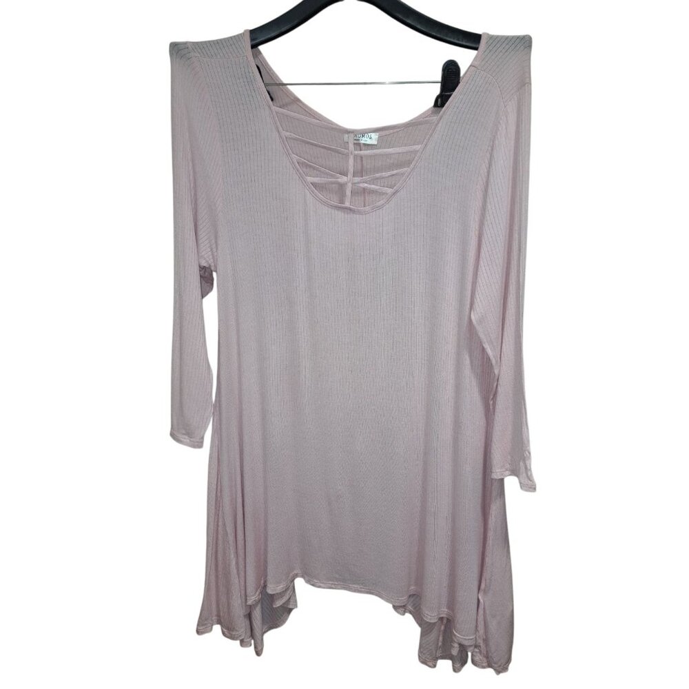 Frumos Womens 3XL Blush Pink Strappy Front Tunic Top USA Rayon Blend